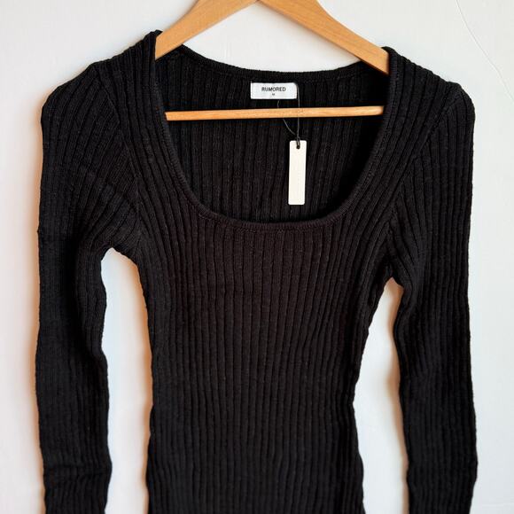 Rumored Ribbed Mini Sweater Dress size medium black - Picture 5 of 14
